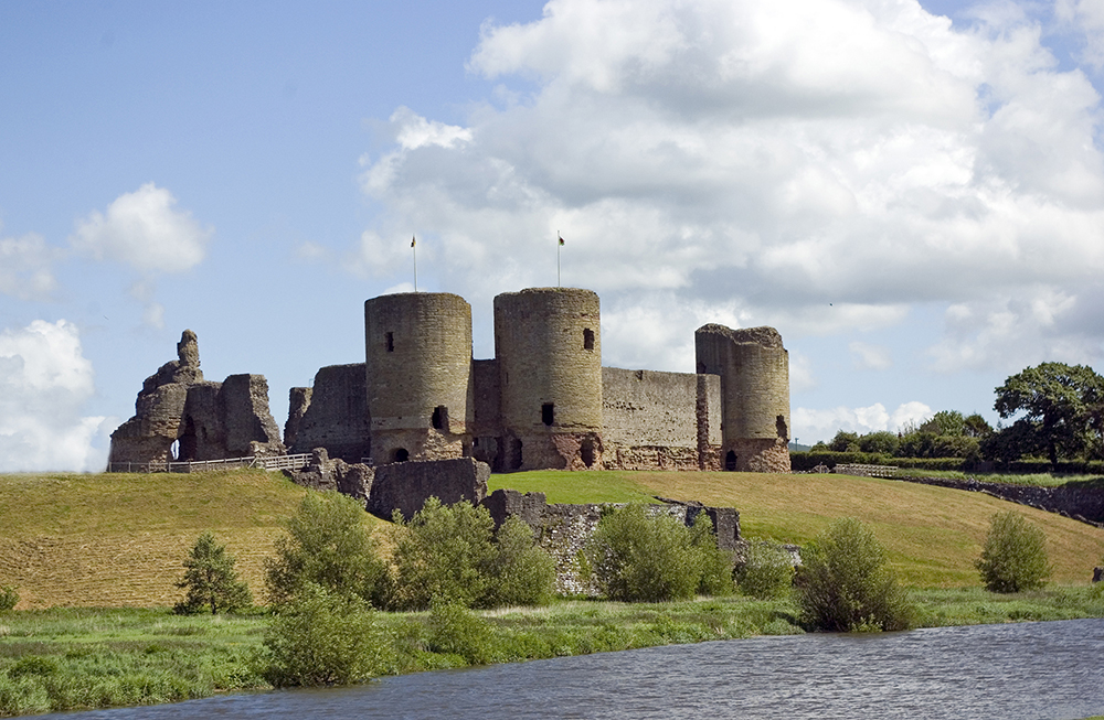 View of Conwy Castle battlements and the river North Wales UK